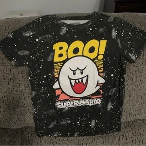 Super Mario Boo Halloween Boys Black T Shirt Glow in the Dark Medium